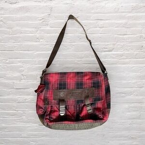 AMERICAN EAGLE OUTFITTERS RED PLAID MESSENGER BAG